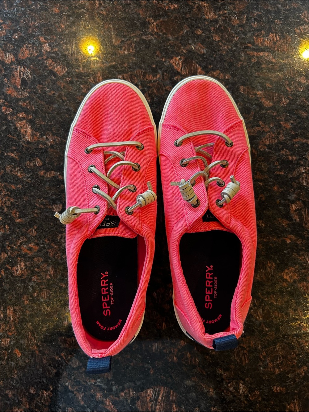 Sperry Bright HOT Pink Canvas Slip-On Sneakers Size 11